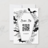 Cartons Réponse Moody Gothic Mariage QR Code Site Web (Devant)