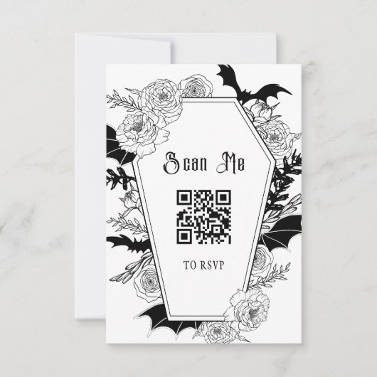 Cartons Réponse Moody Gothic Mariage QR Code Site Web (Devant)