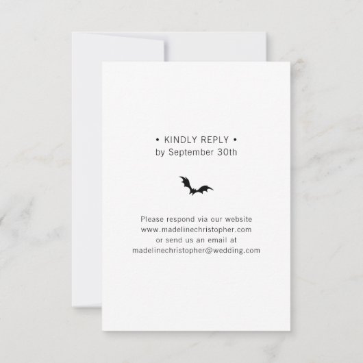 Cartons Réponse Moody Gothic Mariage QR Code Site Web (Dos)