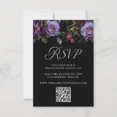 Cartons Réponse Moody Gothique Purple Floral Mariage QR Code (Devant)