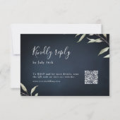 Cartons Réponse Moody marine minima verdure mariage QR code (Devant)