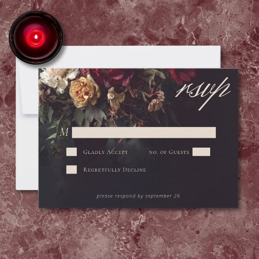 Cartons Réponse Moody Romantic Dark Floral Gothic Wedding