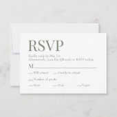 Cartons Réponse Moss Green Scan Qr Code Mariage de choix de repas (Devant)