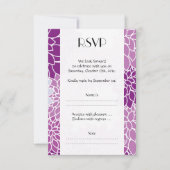 Cartons Réponse Motif De Fleurs, Dahlia Violet, Mariage (Devant)