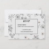 Cartons Réponse Motif de fleurs hippie gris noir rétro Y2K (Devant)