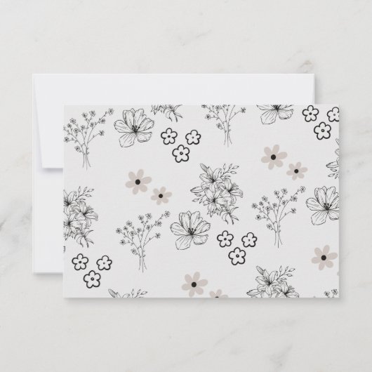 Cartons Réponse Motif de fleurs hippie gris noir rétro Y2K (Dos)