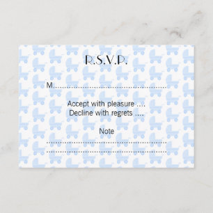 Cartons Réponse Motif de poussette bleu clair et blanc.