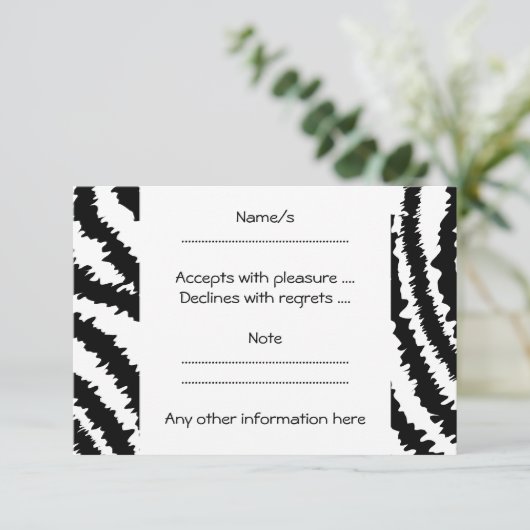 Cartons Réponse Motif d'impression Black Zebra. (Debout devant)