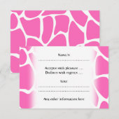 Cartons Réponse Motif d'impression Giraffe en rose vif. (Devant / Derrière)