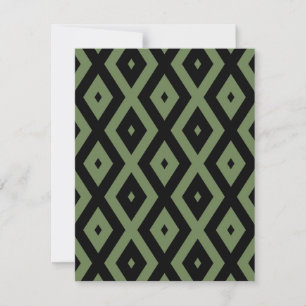 Cartons Réponse Motif en diamant vert olive et noir