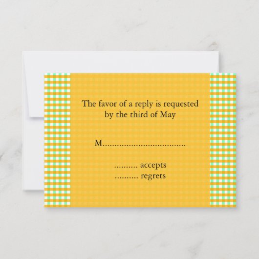 Cartons Réponse Motif Jaune et Vert En vichy (Devant)
