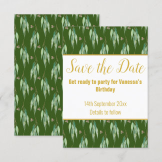 CARTONS RÉPONSE MOTIF LUXE EUCALYPTUS OLIVE ENREGISTRER LA DATE RS
