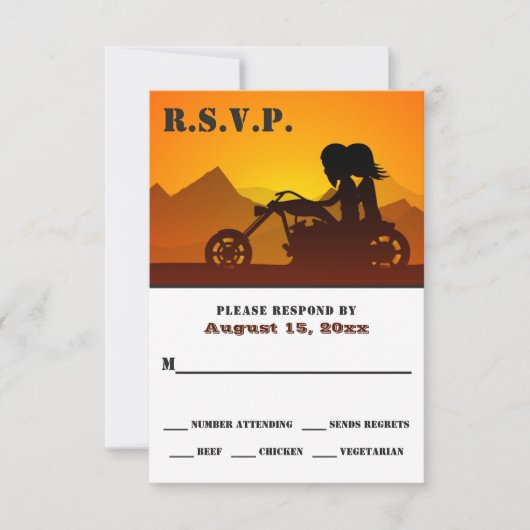 Cartons Réponse Moto Couple Mountain Sunset/Sunrise Mariage (Devant)