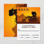 Cartons Réponse Moto Couple Mountain Sunset/Sunrise Mariage (Devant / Derrière)