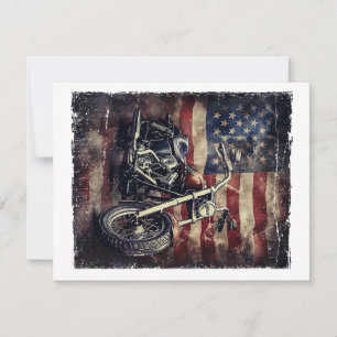 Cartons Réponse Motocyclette Vintage Drapeau USA Biker Rétro Améri