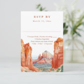 Cartons Réponse Mountain Desert Watercolor Wedding (Debout devant)