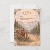 Cartons Réponse Mountain Forest Western Saddle Wedding (Devant)