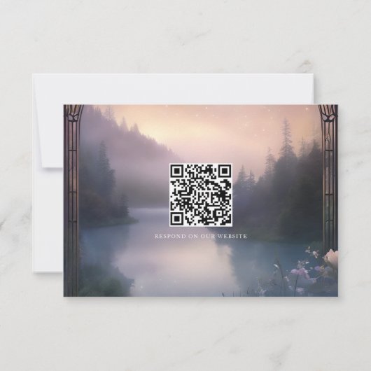 Cartons Réponse Mountain Lake Forest Stars Ethereal Rustic Mariage (Dos)