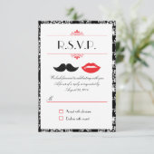 Cartons Réponse Moustache rouge, noir et blanc & lèvres Damask RSV (Debout devant)