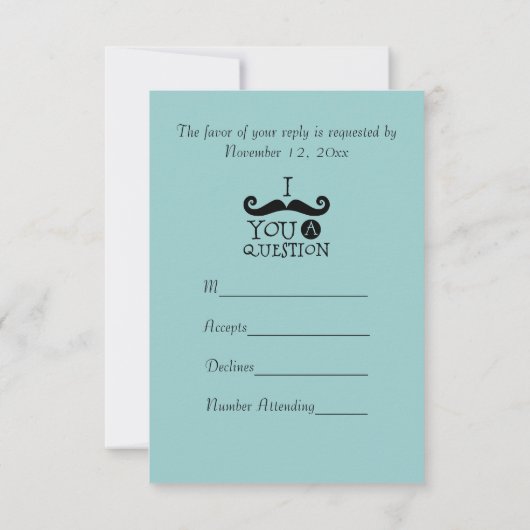 Cartons Réponse Moustaches R.S.V.P. Bleu (Dos)