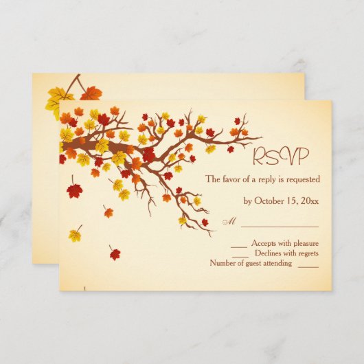 Cartons Réponse Moutons rouges d'automne sans congé de mariage RSV (Devant / Derrière)