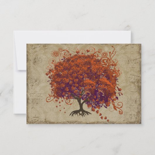 Cartons Réponse Musical Gold Dark Orange Plum Heart Leaf Tree (Dos)