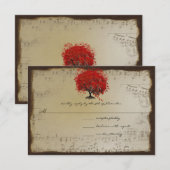 Cartons Réponse Musical Gold Orange Plum Heart Leaf Mariages (Devant / Derrière)