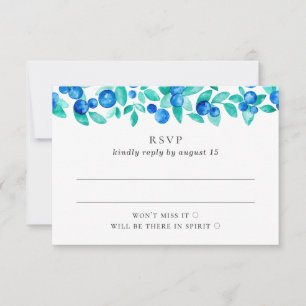 Cartons Réponse Myrtilles des bois. Mariage aux baies bleues et me