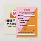 Cartons Réponse Naranja y Rosa Triangulo Comida Boda (Devant / Derrière)