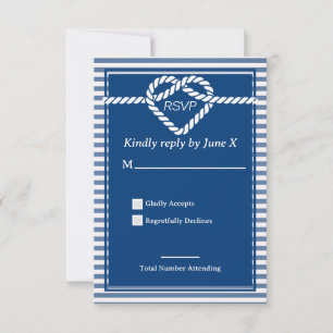 Cartons Réponse Nautical Navy Blue Tying Knot Stripes Mariage