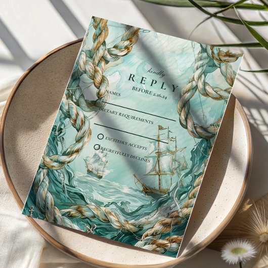 Cartons Réponse Nautical Rope Voyage Wedding