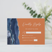 Cartons Réponse Navy Blue Argent Agate Orange Brûlé Écriture  (Debout devant)