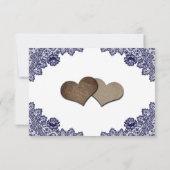 Cartons Réponse Navy Blue Rustic Lace Sunflower Wedding (Dos)