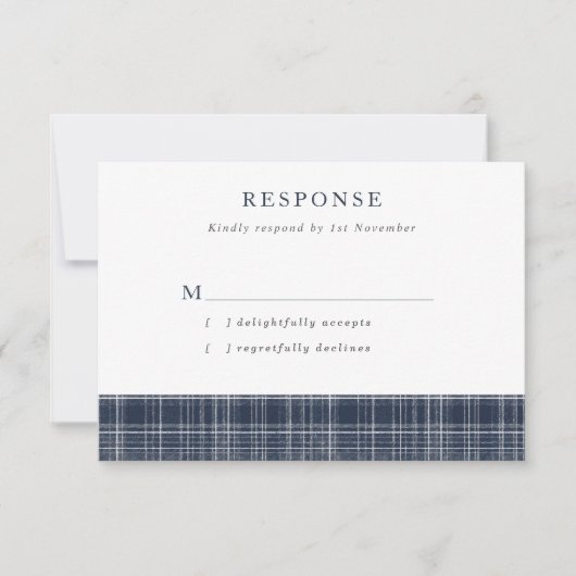 Cartons Réponse Navy Blue Scottish Tartan Wedding (Devant)