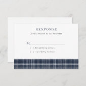 Cartons Réponse Navy Blue Scottish Tartan Wedding (Devant / Derrière)