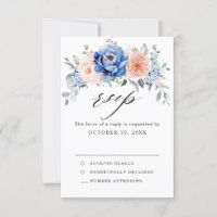 Navy Blue Slate Dusty Blush Rose Floral Mariage