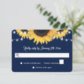 Cartons Réponse Navy Blue Sunflower Burlap String Lights Wedding (Debout devant)
