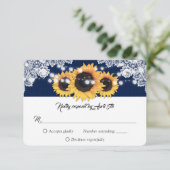 Cartons Réponse Navy Blue Sunflower String Lights Burlap Wedding (Debout devant)