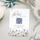 Cartons Réponse Navy Blue Wildflower Rustic Wedding QR code