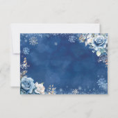 Cartons Réponse Navy Blue Winter Snowflake Quinceanera QR Code (Dos)