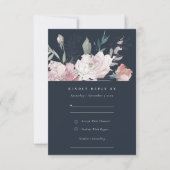 Cartons Réponse Navy Blush Aquarelle Florale Détails du Mariage (Devant)