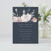 Cartons Réponse Navy Blush Aquarelle Florale Détails du Mariage (Debout devant)