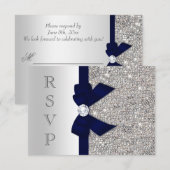 Cartons Réponse Navy foncé fausse bowboucle argentée pailletée dia (Devant / Derrière)