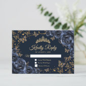 Cartons Réponse Navy Gold Quinceanera Reply (Debout devant)