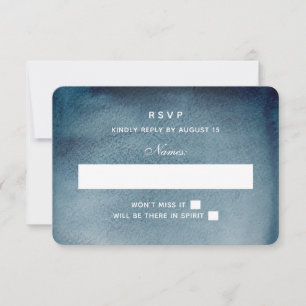 Cartons Réponse Navy RSVP. Aquarelle mariage moderne bleu. Hiver