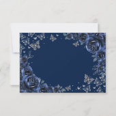 Cartons Réponse Navy Silver Floral Quinceanera Reply (Dos)