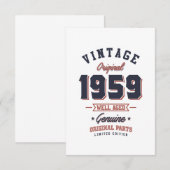 Cartons Réponse Né en 1959 Anniversaire (Devant / Derrière)