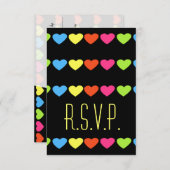 Cartons Réponse Neon Hearts (Mariage) (Devant / Derrière)