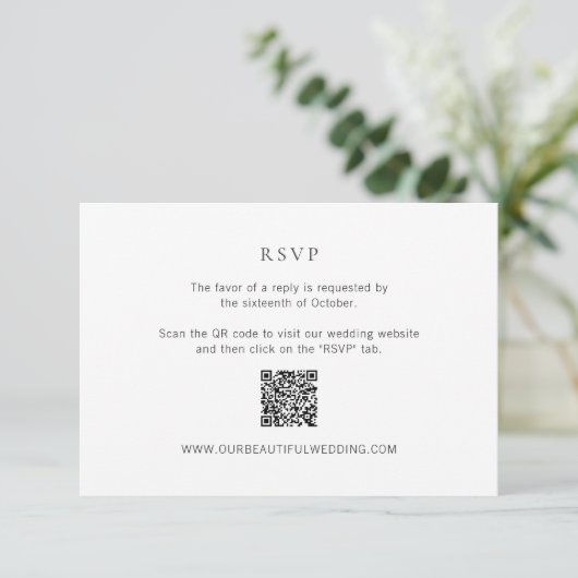 Cartons Réponse Nettoyer noir et blanc QR Code moderne Mariage (Debout devant)