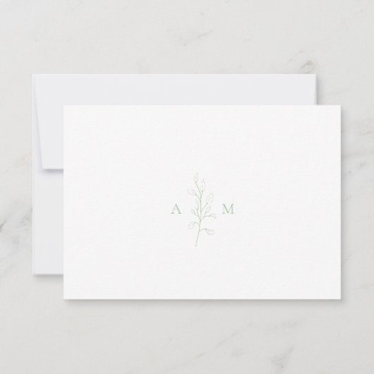 Cartons Réponse Nettoyer Sage Vert Botanique Mariage élégant (Dos)